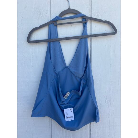 NWT Free People Intimately Still Here Halter Cami, Dusted Blue, Sz M - Picture 3 of 4